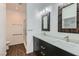 Double vanity bathroom with walk-in shower and modern design at 7933 Grey Teal St, North Las Vegas, NV 89084