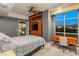 Cozy bedroom with built-in workspace and city views at 9103 Alta Dr # 501, Las Vegas, NV 89145