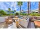 Relaxing outdoor patio with fire pit and comfortable seating at 135 E Harmon Ave # 2302, Las Vegas, NV 89109