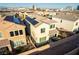 Aerial view of house with solar panels and backyard at 2149 Morro Vista Dr, Las Vegas, NV 89135