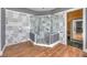 Walk-in shower with patterned tile and glass enclosure at 5110 N Valadez St, Las Vegas, NV 89149
