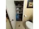 Well-organized linen closet in bathroom at 6329 Kitamaya St, North Las Vegas, NV 89031