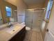 Bathroom with updated vanity and walk-in shower at 1804 Discus Dr, Las Vegas, NV 89108