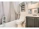 Clean bathroom with shower/tub combo, toilet and vanity at 2137 Willowbury Dr # B, Las Vegas, NV 89108