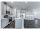 Modern kitchen with gray cabinets and stainless steel appliances at 230 Palisade Falls Ave, Henderson, NV 89015