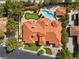 Luxury home with terracotta tile roof, pool, and putting green at 43 Innisbrook Ave, Las Vegas, NV 89113