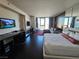 Bright bedroom with city views and large bed at 4381 W Flamingo Rd # 2208, Las Vegas, NV 89103