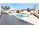 Enjoy this kidney-shaped pool with ample patio space at 6005 W Washington Ave, Las Vegas, NV 89107