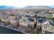 Aerial view of a house with solar panels and mountain views at 7131 Rosecrans St, Las Vegas, NV 89166