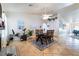 Spacious dining area with tile floors and a ceiling fan at 848 Waterloo Dr, Henderson, NV 89002