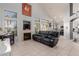 Living room with recessed lighting, fireplace, and open concept kitchen view at 8986 Lillyhammer Ct, Las Vegas, NV 89147