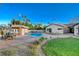 Spacious backyard with pool, patio, and grassy area at 3104 Conners Dr, Las Vegas, NV 89107