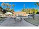 Pool area with brick patio and seating at 3104 Conners Dr, Las Vegas, NV 89107