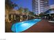 Resort-style pool area with comfortable seating and nighttime lighting at 4471 Dean Martin Dr # 1002, Las Vegas, NV 89103