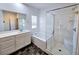 Bathroom featuring vanity with sink, soaking tub, and glass enclosed shower at 846 Star Estates Ave, North Las Vegas, NV 89086