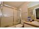 Bathroom with shower/tub combo and updated vanity at 8600 W Charleston Blvd # 2101, Las Vegas, NV 89117