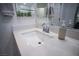 Modern bathroom vanity with single sink and quartz countertop at 161 Petaluma Valley Dr, Las Vegas, NV 89138