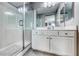 Clean bathroom with a walk-in shower and white vanity at 1556 Bryce Canyon St, Boulder City, NV 89005