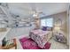 Bedroom with purple theme and floating shelves at 1556 Bryce Canyon St, Boulder City, NV 89005