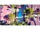 Aerial view of a community pool, showcasing meticulously landscaped outdoor recreational spaces at 3790 Desert Marina Dr # 147, Laughlin, NV 89029