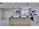 Modern kitchen with island, stainless steel appliances, and white cabinets at 3994 Avonwood Ave, Las Vegas, NV 89121