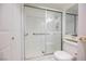 Bathroom with shower stall, toilet, and grab bar at 601 Cabrillo Cir # 323, Henderson, NV 89015