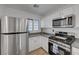 Modern kitchen with stainless steel appliances and white cabinets at 6285 Crusted Dome Ct, Las Vegas, NV 89139