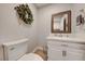 Convenient powder room with white vanity and a toilet at 6640 Palmyra Ave, Las Vegas, NV 89146