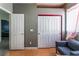 Bedroom with double door closet and gray walls at 8600 Copper Falls Ave, Las Vegas, NV 89129