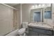 Updated bathroom with granite vanity, shower/tub combo at 8608 Millsboro Dr, Las Vegas, NV 89134