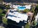 Aerial view showcasing the home, pool, and landscaping at 1635 Liege Dr, Henderson, NV 89012