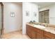 Bathroom featuring tiled countertops and shower at 1635 Liege Dr, Henderson, NV 89012