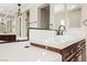 Bathroom with a double vanity and dark wood cabinets at 2768 Liberation Dr, Henderson, NV 89044