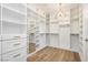 Bright walk-in closet with white shelving and chandelier at 8224 Skye Territory St, Las Vegas, NV 89166