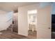 Small powder room with pedestal sink and modern fixtures at 9131 Hitmaker St, Las Vegas, NV 89113