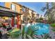 Inviting pool with a gazebo and lush landscaping at 9131 Sangria Ln, Las Vegas, NV 89147