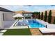 Rendering of backyard with pool, barbecue area, and desert views at 9525 Ponderay Ct, Las Vegas, NV 89149