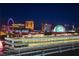 Night view overlooking Las Vegas skyline and race track at 205 E Harmon Ave # 1012, Las Vegas, NV 89169