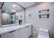 Elegant bathroom featuring a glass bowl sink and modern fixtures at 205 E Harmon Ave # 1012, Las Vegas, NV 89169