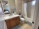 Clean bathroom with a shower/tub combo and updated vanity at 2321 Martinique Ave, Henderson, NV 89044