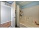 Clean bathroom with shower/tub, light blue walls, and wood vanity at 3642 Haverhill St, Las Vegas, NV 89121