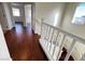 Upper level hallway with hardwood floors and access to bedrooms at 938 Cantabria Heights Ave, Las Vegas, NV 89183