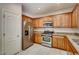 Modern kitchen with stainless steel appliances and wood cabinets at 10161 Kermode Ct, Las Vegas, NV 89178