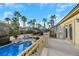 Private balcony with stunning pool and backyard views at 10779 Crown Ct, Las Vegas, NV 89141