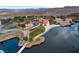 Aerial view of lakefront property with clubhouse and dock at 20 Via Mantova # 309, Henderson, NV 89011