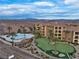 Aerial view of community, pool, and putting green at 20 Via Mantova # 309, Henderson, NV 89011