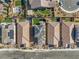 Aerial view showcasing property and neighborhood homes with solar panels at 2124 Danzinger Pl, Henderson, NV 89044