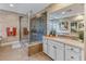 Bathroom with walk-in shower and double vanity at 2130 Maderno St, Henderson, NV 89044