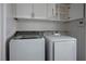 Laundry room featuring white cabinets and modern Samsung washer and dryer units at 3335 Cheltenham St, Las Vegas, NV 89129