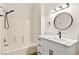 Clean bathroom with single vanity and shower/tub combo at 3400 Cabana Dr # 1108, Las Vegas, NV 89122